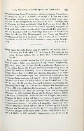 229-230 [Rezension] Allo, E. Bernard, Saint Paul, Seconde épître aux Corinthiens