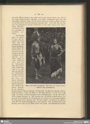 Mann und Frau, auf Samoa. Die Frau mit einem Busenschützer und Armschmuck