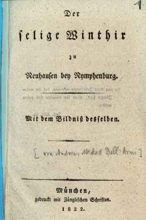 Der selige Winthir zu Neuhausen bei Nymphenburg