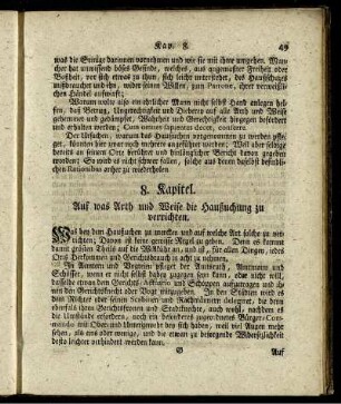 8. Kapitel. Auf was Arth udn Weise die Haußuchung zu verrichten.