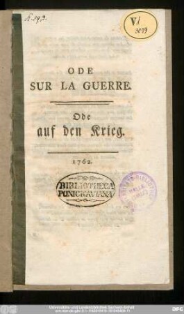 Ode Sur La Guerre