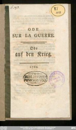 Ode Sur La Guerre