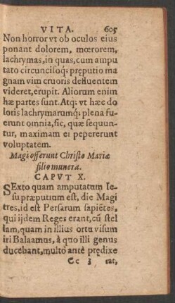 Magi offerunt Christo Mariae filio munera. Caput X.