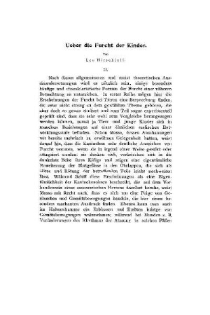 Ueber die Furcht der Kinder : (Fortsetzung)