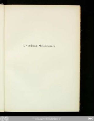 I. Abteilung: Mesopotamien