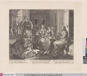 [Lukretia und ihre Mägde spinnen im Schein einer Öllampe; Lucretia and Her Women Spinning; Lucretia en haar dienstmaagden bij het spinnen]