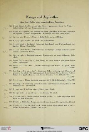 Kriegs- und Jagdwaffen (Nr. 1-833)