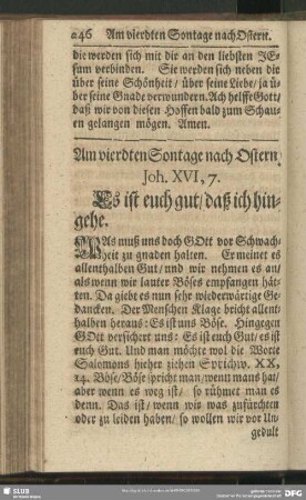 Am vierdten Sontage nach Ostern. Joh. XVI, 7