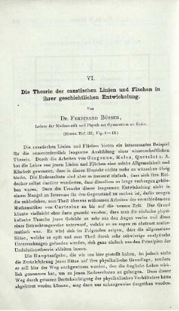 VI. Die Theorie der caustischen Linien und Flächen in ihrer geschichtlichen Entwickelung.