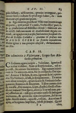 Cap. II. De admixtis a Valeriano, scopo suo Absurdis quibusdam.