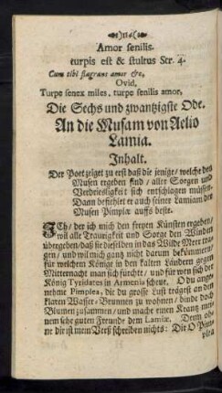 Die Sechs und zwantzigste Ode. An die Musam von Aelio Lamia