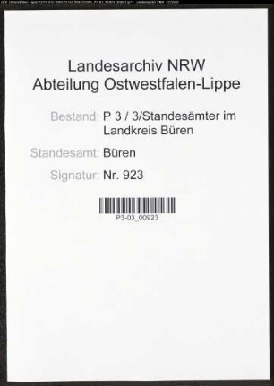 Heiratsregister Standesamt Büren