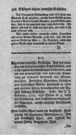 Allgemeine nordische Geschichte. Halle: Gebauer 1771.