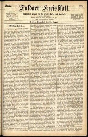 Ausgabe vom Samstag, den 10. August 1878.
