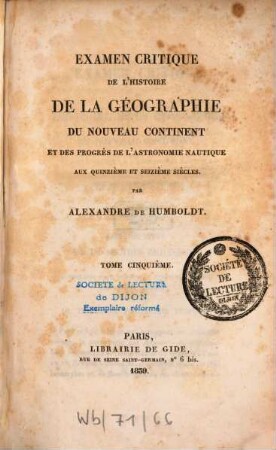 Examen critique de l'histoire de la géographie du nouveau continent et des progrès de l'astronomie nautique aux quinzième et seizième siècles, 5