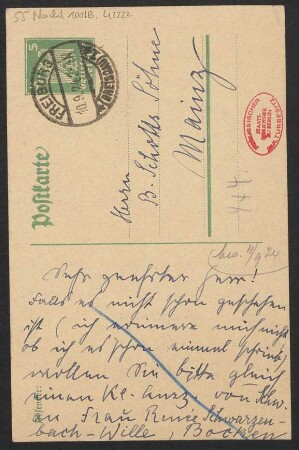 Brief an B. Schott's Söhne : 10.09.1924
