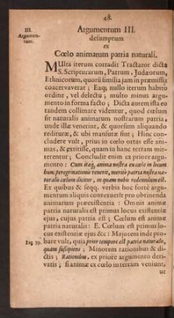 Argumentum III. desumptum ex Coelo animarum patria naturali.