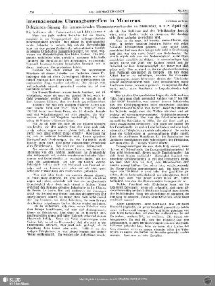 Internationales Uhrmachertreffen in Montreux (Fortsetzung aus Nr. 16)