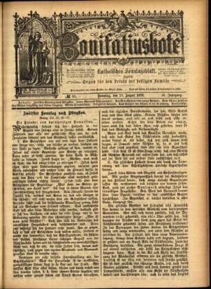Erste Ausgabe vom Sonntag, den 13. August 1899.