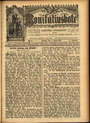 Erste Ausgabe vom Sonntag, den 13. August 1899.