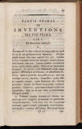 Partis Primae De Inventione Sectio Prima.
