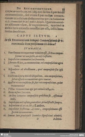 Caput Sextum. De usu Reconventionis itemque Compensationis & utro remedio Reus potissimum uti debeat?