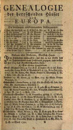 Neues genealogisches Reichs- und Staats-Handbuch : auf das Jahr .... 1792, 1