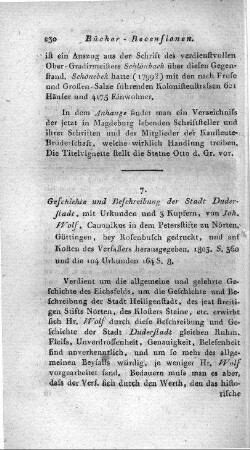 Geschichte und Beschreibung der Stadt Duderstadt : mit Urkunden und drei Kupfern / von Johann Wolf, Kanonikus in dem Peters-Stifte zu Nörten .... - Göttingen : Rosenbusch, 1803