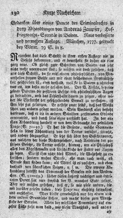 Gedanken über einige Puncte des Criminalrechts in drey Abhandlungen.