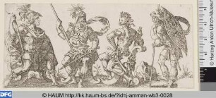 Drei Feldherren und stehender Krieger