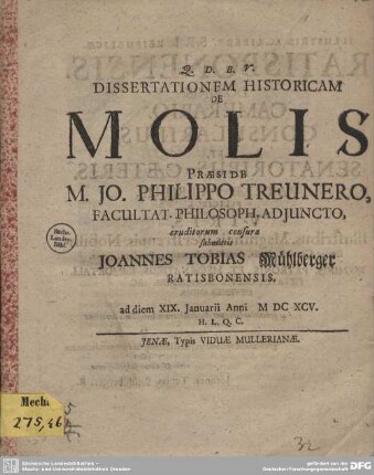 Dissertationem Historicam De Molis