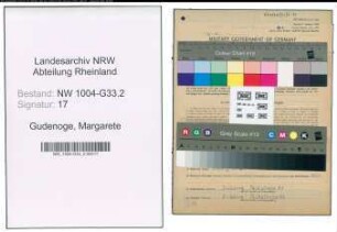 Entnazifizierung Margarete Gudenoge , geb. 13.04.1904 (Kindergaertnerin)
