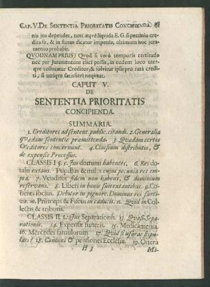 Caput V. De Sententia Prioritatis Concipienda.