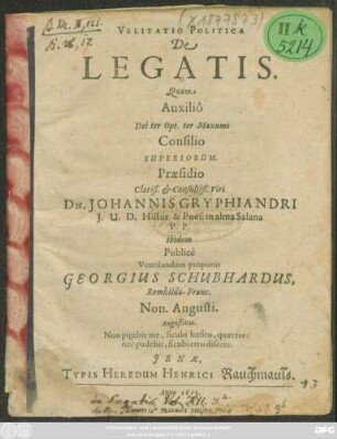 Velitatio Politica De Legatis