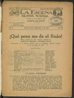 ¡Qué pena me da el fináo! : farsa cómica en dos cuadros