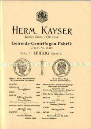Katalog über Getreidezentrifugen