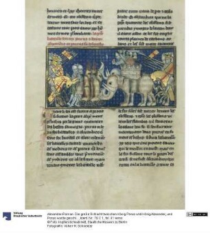 Alexander-Roman. Die große Schlacht zwischen König Porus und König Alexander, und Porus wurde geschlagen