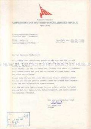 Glückwunschschreiben zur Verleihung des Vaterländischen Verdienstordens in Silber