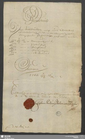 Verzeichnüß Derer Außbeuthen, welche aufs Qvartal Reminiscere 1734. in der Obergebürgischen Oberzehenden Inspection geschloßen worden ... - XVII 103 4. (1734,R) : Extrahiret im Obergebürgischen Oberzehenden Ambt No. 6. v. Qvart. Trinit. a[nn]o 1734