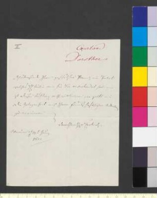 Brief von Kurland, Anna Charlotte Dorothea Herzogin von an Goethe, Johann Wolfgang von