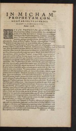 In Micham Prophetam Commentariolus ...