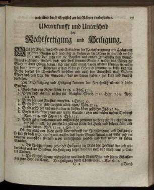 Ubereinkunfft und Unterscheid der Rechtfertigung und Heiligung.