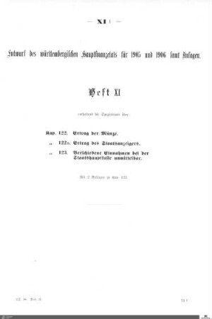 Hauptfinanzetat 1905-1906, Heft 11