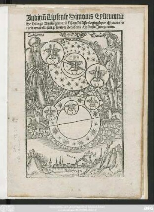 Juditiũ Lipsense Simonis Eyssennmã || De Dillinga Artiũ ingenuarũ Magistri Astrologi#[que] super effectibus fu||turis ex tabella fati #[pro] honore Accademie Lipsensis Jntegerrime.||