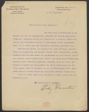 Brief an Ludwig Strecker (senior) an B. Schott's Söhne : 14.08.1911