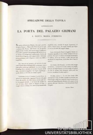 Spiegazione della Tavola rappresentante la Porta del Palazzo Grimani a Santa Maria Formosa