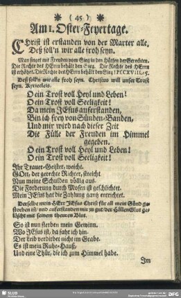 Am 1. Oster-Feyertage
