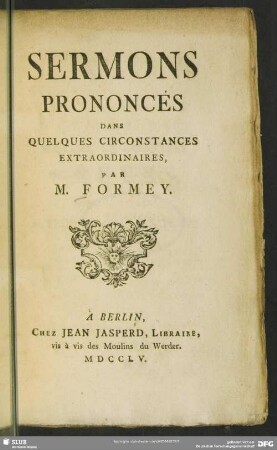Sermons Prononcés Dans Quelques Circonstances Extraordinaires