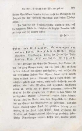 327-333 [Rezension] Hurter, Friedrich Emanuel von, Geburt und Wiedergeburt