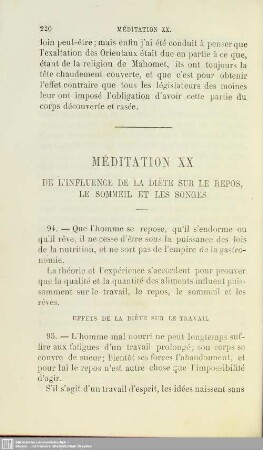 XX. Del'influence de la diète sur le repos, le sommeil et les songes
